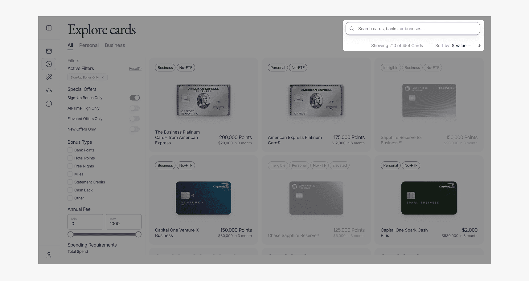 Sort & search controls
